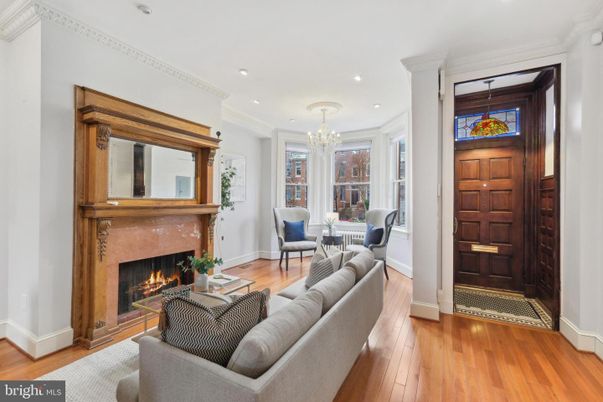 Chandelier, Dining room, Fireplace, Interior, Living room, Recessed Lighting, Wood Texture Flooring