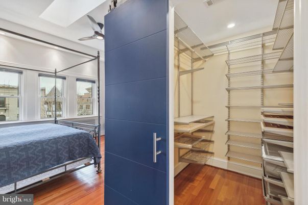 Bedroom, Interior, Recessed Lighting, Walk-in Closets, Wood Texture Flooring