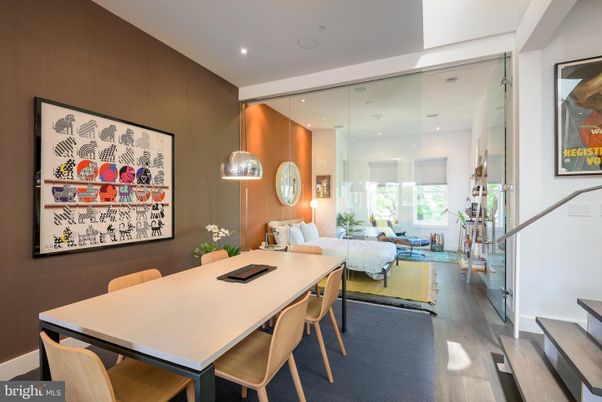 Dining room, Interior, Living room, Pendant Lights, Recessed Lighting, Wood Texture Flooring