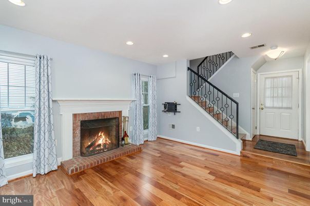 Fireplace, Interior, Recessed Lighting, Wood Texture Flooring