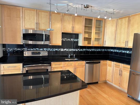 Interior, Kitchen, Stainless Steel Appliances, Wood Texture Flooring