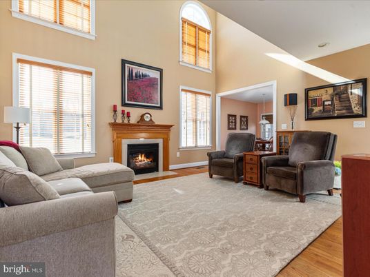 Fireplace, Interior, Living room, Pendant Lights, Wood Texture Flooring