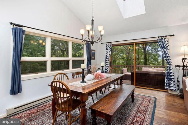 Chandelier, Dining room, Interior, Wood Texture Flooring