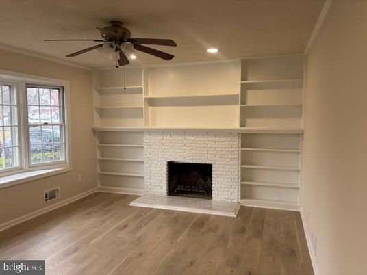 Fireplace, Interior, Recessed Lighting, Wood Texture Flooring