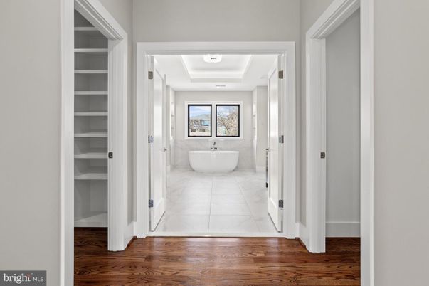 Bathroom, Free Standing Baths, Interior, Marble, Wood Texture Flooring
