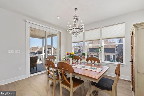 Chandelier, Dining room, Interior, Recessed Lighting, Wood Texture Flooring