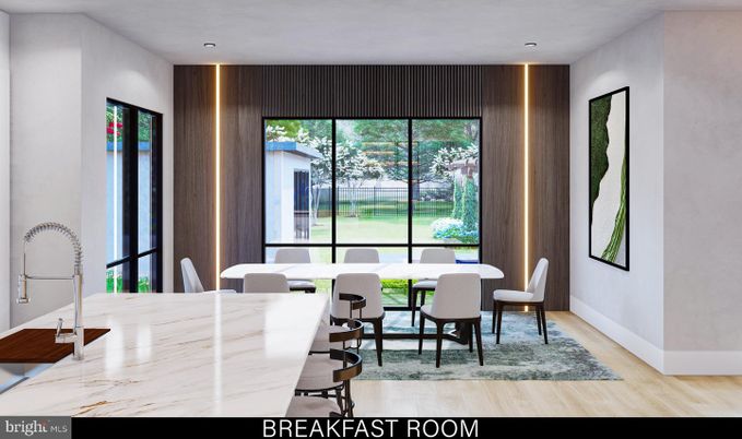 Dining room, Interior, Recessed Lighting, Wood Texture Flooring