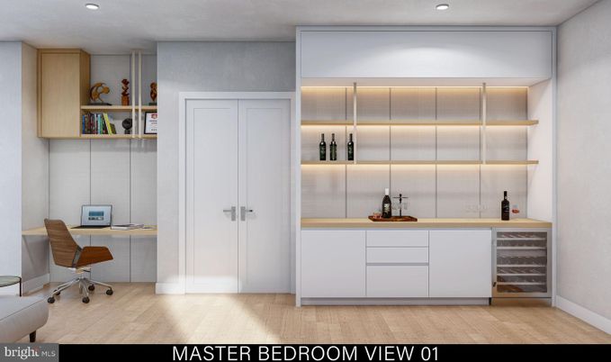 Home Office, Interior, Recessed Lighting, Wood Texture Flooring