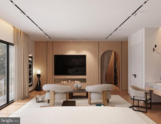 Bedroom, Fireplace, Interior, Wood Texture Flooring, Wooden Walls