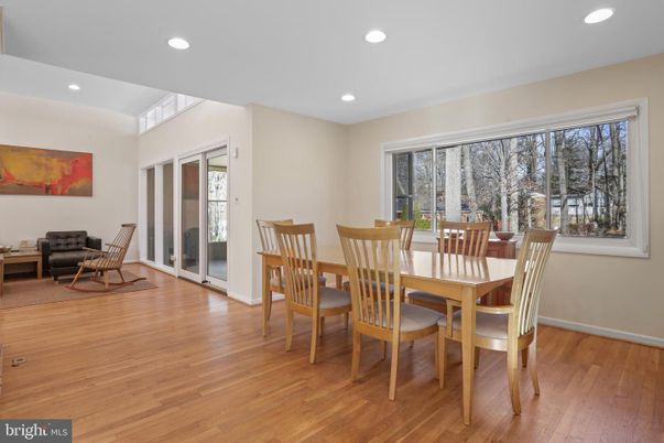 Dining room, Interior, Recessed Lighting, Wood Texture Flooring