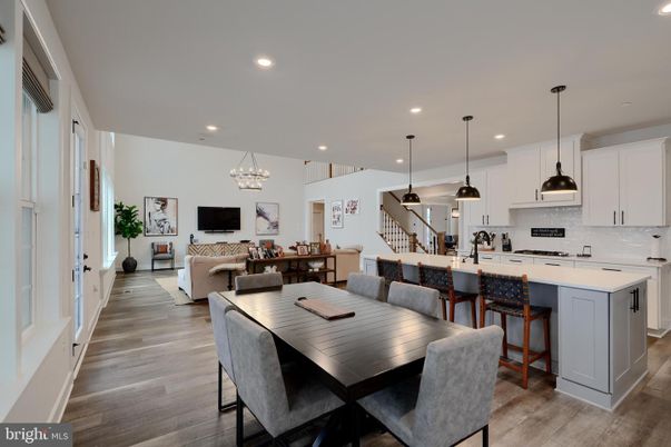 Dining room, Interior, Kitchen, Living room, Pendant Lights, Recessed Lighting, Wood Texture Flooring