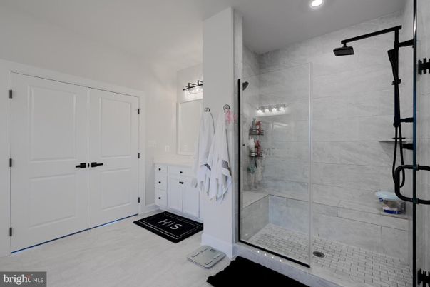 Bathroom, Glass Shower, Interior, Recessed Lighting