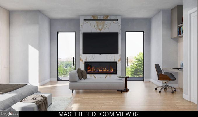 Fireplace, Home Office, Interior, Wood Texture Flooring