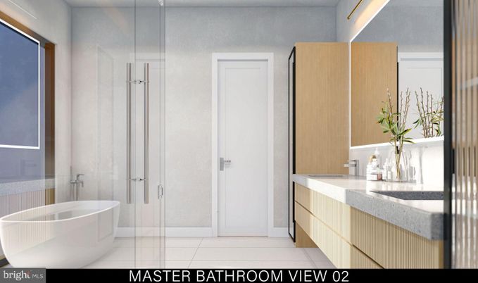 Bathroom, Free Standing Baths, Glass Shower, Interior, Recessed Lighting