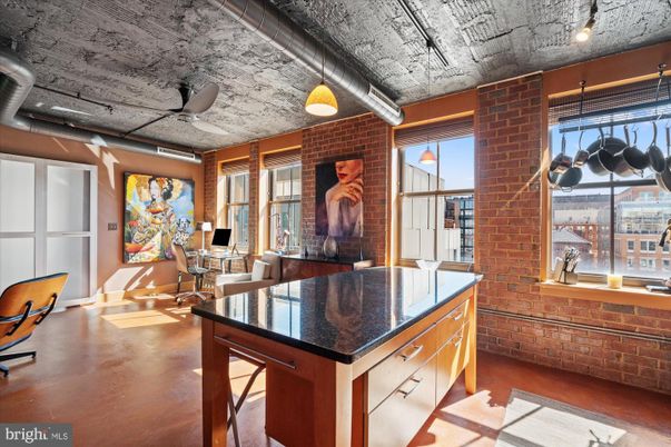 Dining room, Interior, Kitchen, Pendant Lights, Stone Walls, Wood Texture Flooring