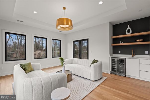 Interior, Living room, Pendant Lights, Recessed Lighting, Wood Texture Flooring