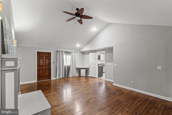 Empty room, Interior, Kitchen, Recessed Lighting, Wood Texture Flooring