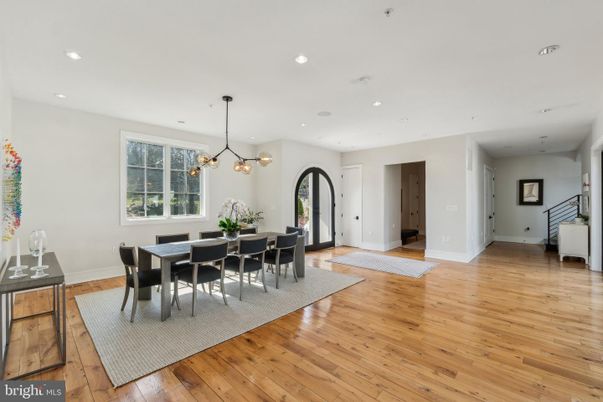 Dining room, Interior, Pendant Lights, Recessed Lighting, Wood Texture Flooring