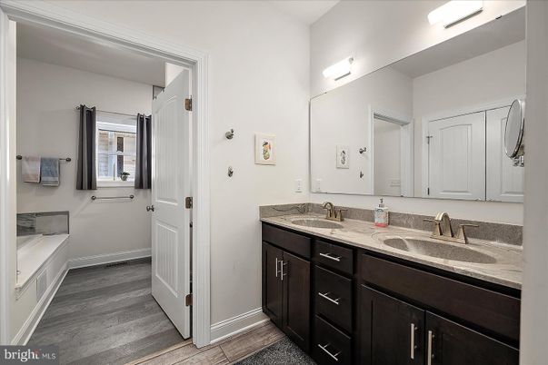 Bathroom, Dual Sink Vanities, Interior, Wood Texture Flooring