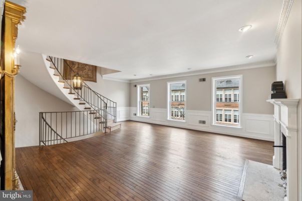 Empty room, Fireplace, Interior, Recessed Lighting, Wood Texture Flooring