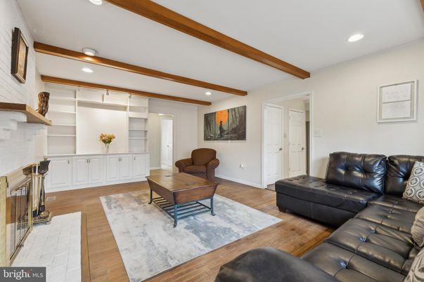 Fireplace, Interior, Living room, Recessed Lighting, Wooden Beams, Wood Texture Flooring