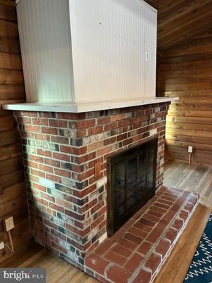 Fireplace, Interior, Stone Walls, Wood Texture Flooring, Wooden Walls
