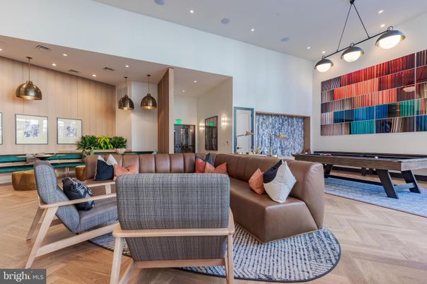 Billiard Table, Game Room, Interior, Living room, Pendant Lights, Recessed Lighting, Wood Texture Flooring