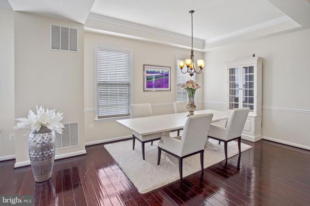 Chandelier, Dining room, Interior, Wood Texture Flooring