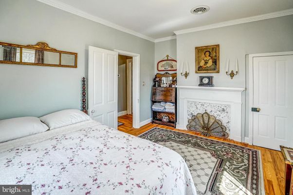 Bedroom, Fireplace, Interior, Wood Texture Flooring