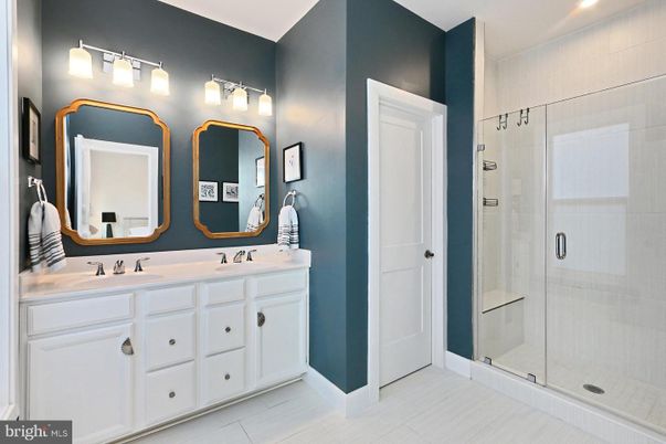 Bathroom, Dual Sink Vanities, Glass Shower, Interior, Recessed Lighting