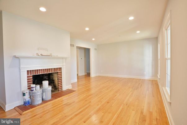 Empty room, Fireplace, Interior, Recessed Lighting, Wood Texture Flooring