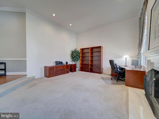 Fireplace, Home Office, Interior, Recessed Lighting