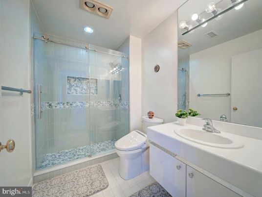 Bathroom, Glass Shower, Interior, Recessed Lighting