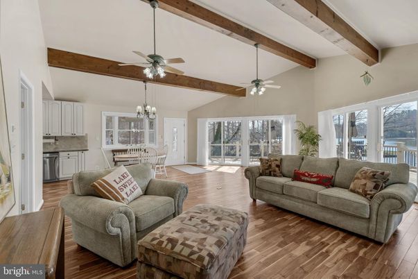 Chandelier, Dining room, Interior, Kitchen, Living room, Wooden Beams, Wood Texture Flooring
