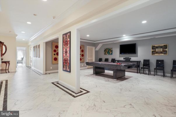 Billiard Table, Game Room, Interior, Marble, Recessed Lighting