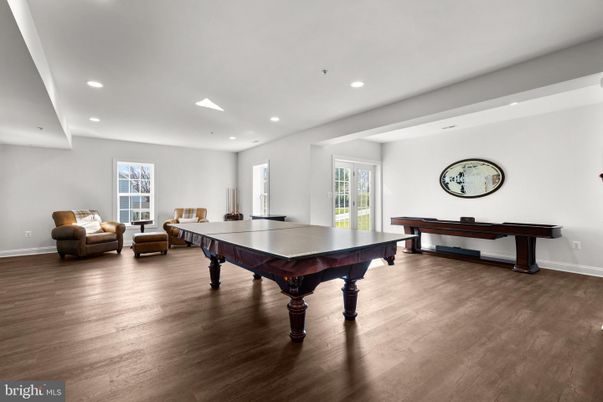 Billiard Table, Game Room, Interior, Recessed Lighting, Wood Texture Flooring