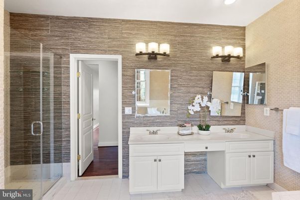Bathroom, Dual Sink Vanities, Glass Shower, Interior, Recessed Lighting