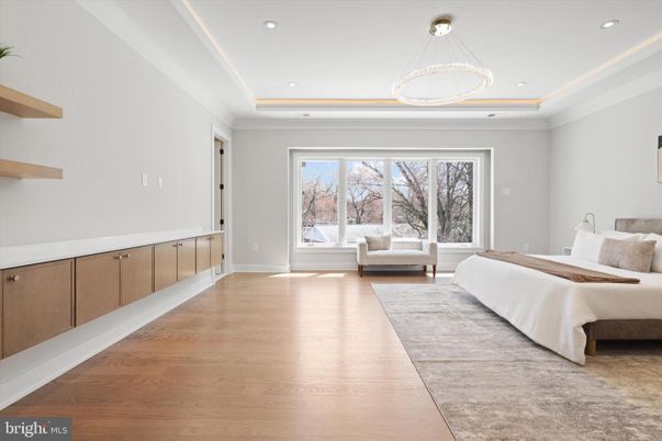 Bedroom, Interior, Pendant Lights, Recessed Lighting, Wood Texture Flooring
