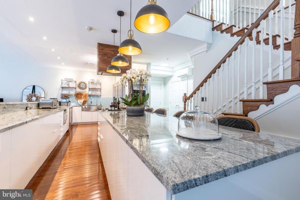 Interior, Kitchen, Pendant Lights, Recessed Lighting, Wood Texture Flooring