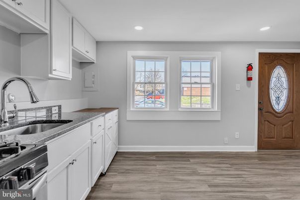 Interior, Kitchen, Recessed Lighting, Wood Texture Flooring