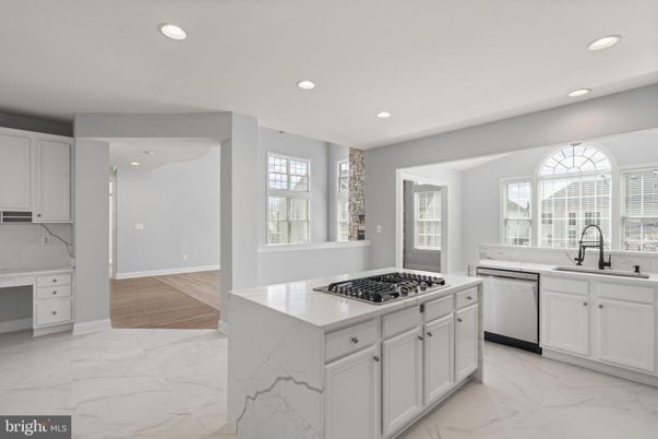 Interior, Kitchen, Marble, Recessed Lighting, Stainless Steel Appliances