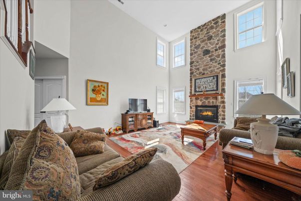 Fireplace, Interior, Living room, Stone Walls, Wood Texture Flooring