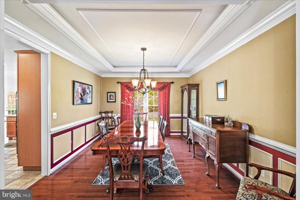 Chandelier, Dining room, Interior, Wood Texture Flooring