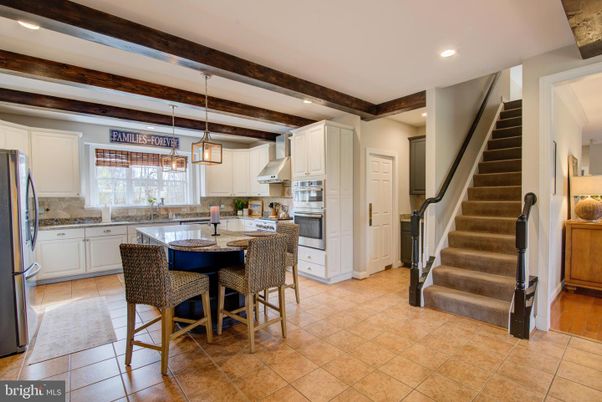 Interior, Kitchen, Pendant Lights, Recessed Lighting, Stainless Steel Appliances, Wooden Beams