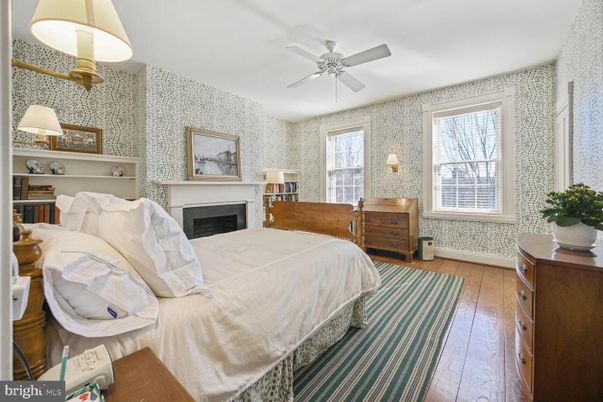Bedroom, Fireplace, Interior, Wood Texture Flooring