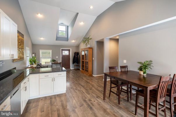 Dining room, Interior, Recessed Lighting, Wood Texture Flooring