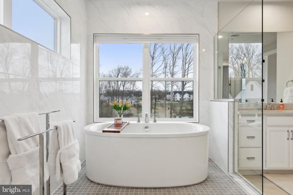 Bathroom, Free Standing Baths, Interior, Marble Walls, Recessed Lighting