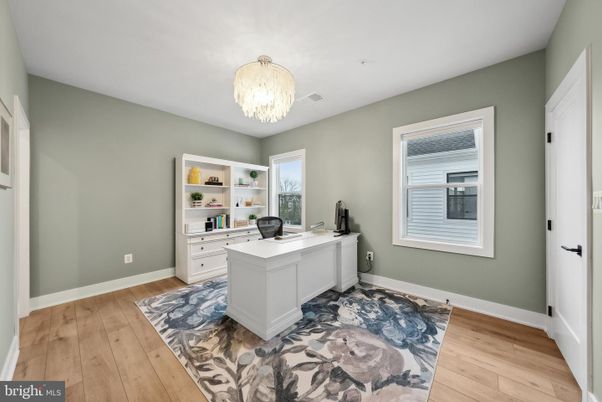 Chandelier, Home Office, Interior, Wood Texture Flooring