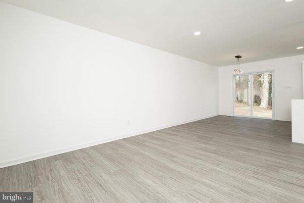 Chandelier, Empty room, Interior, Recessed Lighting, Wood Texture Flooring