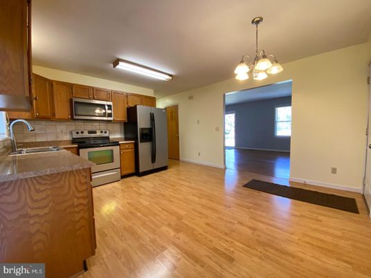 Interior, Kitchen, Pendant Lights, Stainless Steel Appliances, Wood Texture Flooring